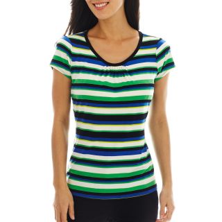 Worthington Short Sleeve Scoopneck Top, Grn/blu Virtuoso S