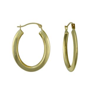 14K Gold Oval Hoop Earrings, Womens