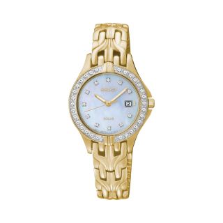 Seiko Excelsior Womens Crystal Accent Gold Tone Solar Watch