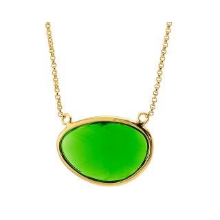ATHRA 14K Gold Plated Green Resin Channel Set Pendant, Womens
