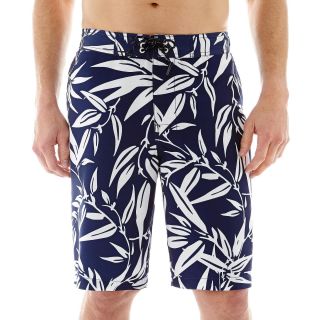 St. Johns Bay Patterned Swim Trunks, White, Mens