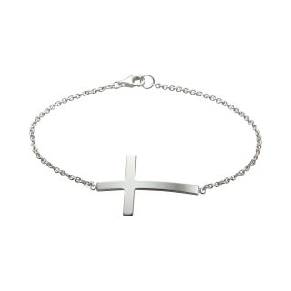 Sideways Cross Bracelet Sterling Silver, Womens