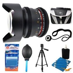 Rokinon 14mm T3.1 Aspherical Wide Angle Cine Lens and Case Bundle for Sony Alpha