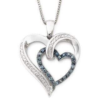1/10 CT. T.W. Color Enhanced Blue Diamond Heart Pendant, Womens