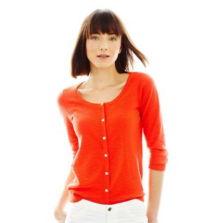 JOE FRESH Joe Fresh 3/4 Sleeve Cardigan, Red, Womens