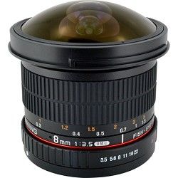 Samyang 8mm F3.5 HD Fisheye Lens w/Removable Hood for Canon