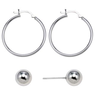 Sterling Silver 2 Pr. Earring Set, Womens