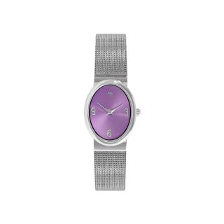 Womens Diamond Accent Mesh Bracelet Watch, Purple/Silver