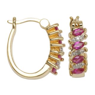 Bridge Jewelry Lab Created Ruby & Diamond Accent Hoop Earrings