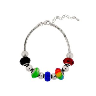 Bridge Jewelry Silver Plated Multicolor Glass Bead Bracelet