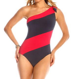 MagicSuit 453602 One Shoulder Jane Striped One Piece Swimsuit