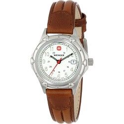 Wenger Ladies Standard Issue Watch   White Dial/Brown Leather Strap