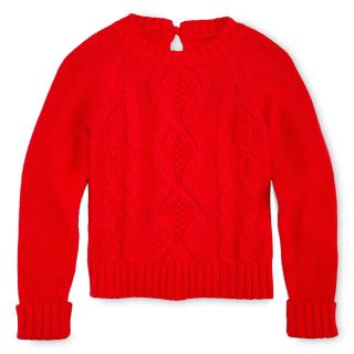 ARIZONA Cable Knit Sweater   Girls 6 16 and Plus, Red, Girls