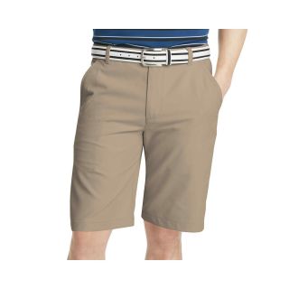 Izod Golf Solid Flat Front Shorts, R. Khaki, Mens