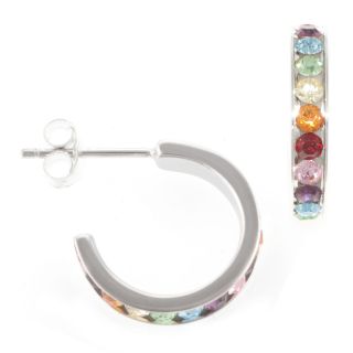 Bridge Jewelry Sterling Silver Multi Color Hoop Earrings, Bt Multi