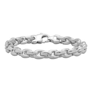 Mens Stainless Steel Wishbone Link Bracelet, White