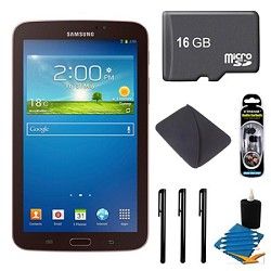 Samsung Galaxy Tab 3 (7 Inch, Gold Brown) + 16GB Micro SDHC and More