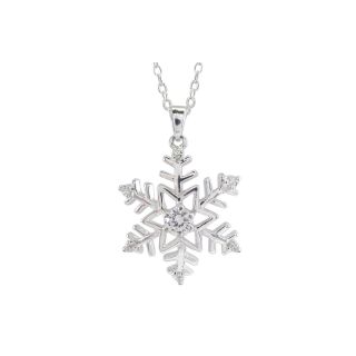 Bridge Jewelry Necklace, Pure Silver Plated Snowflake, Gray, Womens