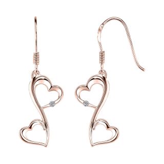 Love Grows 14K Rose Gold Plated Diamond Accent Double Heart Drop Earrings,