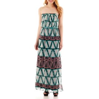 City Triangles Strapless Belted Blouson Maxi Dress, Black
