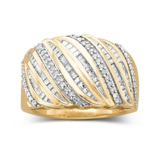 1/4 CT. T.W. 14K Gold Over Silver Diamond Ring, Womens