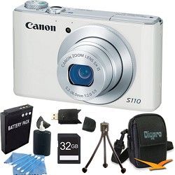 Canon PowerShot S110 White Compact High Performance Camera 32GB Bundle