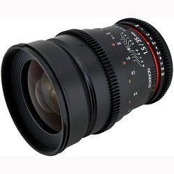 Rokinon 35mm T1.5 Aspherical  Wide Angle Cine Lens w/ De clicked Aperture Nikon