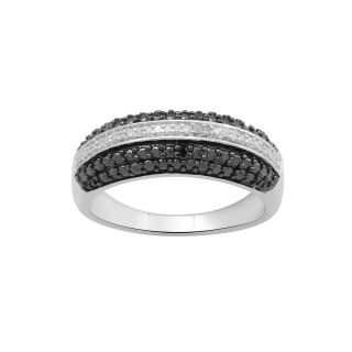 Genuine White & Color Enhanced Black Diamond Accent Ring, Womens