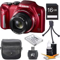 Canon PowerShot SX170 IS 16MP Digital Camera Red 16Gb Kit