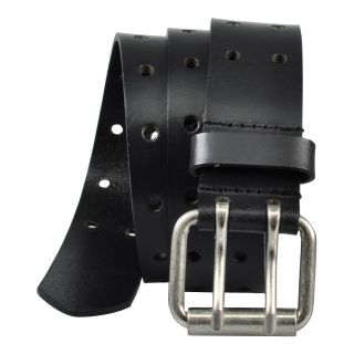 Dickies Double Prong Black Leather Belt, Mens