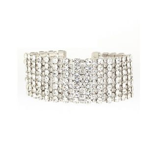 Natasha Silver Tone Crystal Wrap Bracelet, Womens