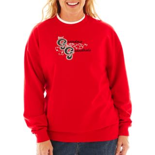 Fleece Graphic Sweatshirt, Red, Womens