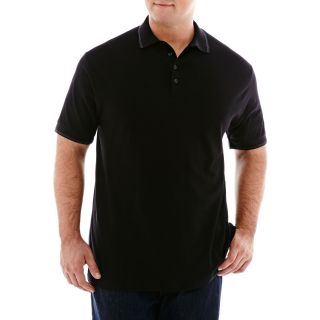CLAIBORNE Short Sleeve Stretch Piqué Polo Shirt Big and Tall, Black, Mens