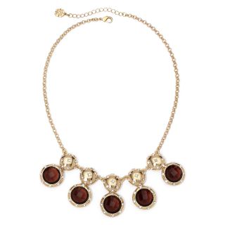 MONET JEWELRY Monet Gold Tone, Crystal & Brown Stone Necklace