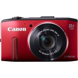 Canon PowerShot SX280 HS Red Digital Camera with 20x Opt. Zoom, 1080p Video, Wi 