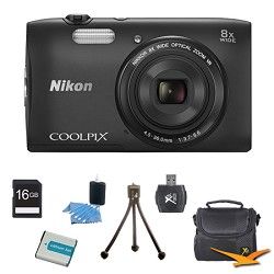 Nikon COOLPIX S3600 20.1MP 2.7 LCD Digital Camera with 720p HD Video Black Kit