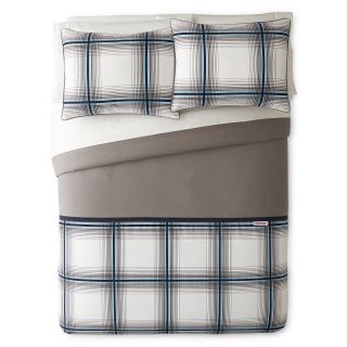 Izod Oxford Plaid Comforter Set, Gray