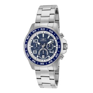 Invicta Specialty Mens Silver Tone Blue Dial Chronograph Watch