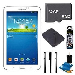 Samsung Samsung Galaxy Tab 3 (7 Inch, White) + 32GB Micro SD Card + More
