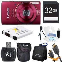 Canon PowerShot ELPH 150 IS 20MP 10x Opt Zoom Digital Camera Red Kit