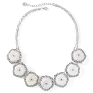 MONET JEWELRY Monet Silver Tone Mother of Pearl Floral Necklace, White