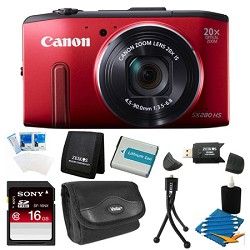 Canon PowerShot SX280 HS Red Digital Camera 16GB Bundle