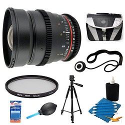 Rokinon 24mm T1.5 Aspherical Wide Angle Cine Lens and Filter Bundle for Canon EF