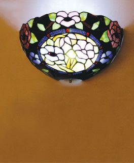 Stained Glass Floral Design Battery Powered Sconce