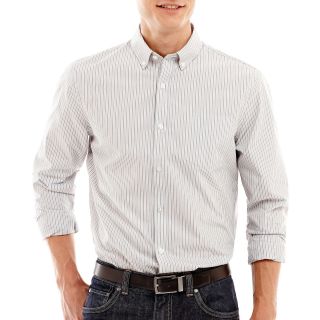 CLAIBORNE Slim Fit Button Down Shirt, White, Mens