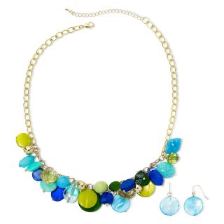 MIXIT Mixit Blue & Green Cluster Necklace & Drop Earrings Boxed Set