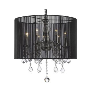 Gallery 6 Light Chrome and Crystal Chandelier Large Shade, Black