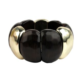 Designs by Adina Black Resin & Gold Tone Stretch Bracelet, Womens