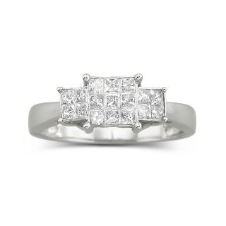 1/2 CT. T.W. Princess Style Diamond Ring 10K White Gold, White/Gold, Womens