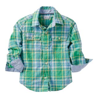 Carters Carter s Long Sleeve Green Plaid Shirt   Boys 2t 4t, Blue, Blue, Boys